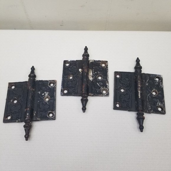 3 Vintage Metal Hinges Home Decor Hardware DIY Upcycle Project